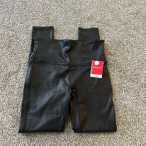 Spanx faux leather black leggings. NWT.